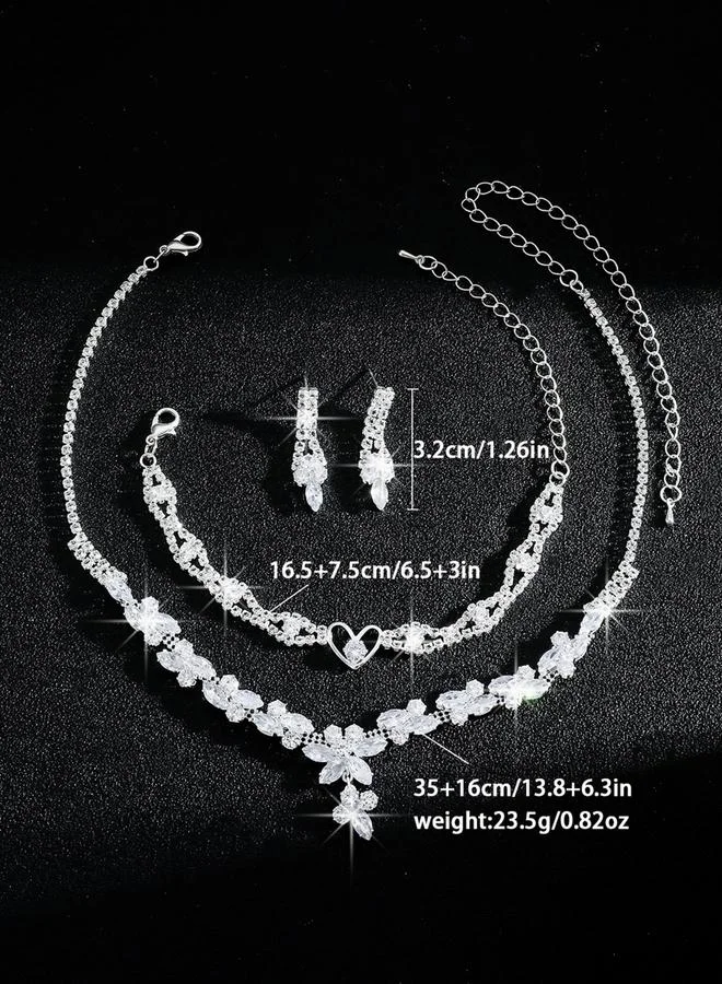 تايك تو طقم مجوهرات 3 قطع عقد وسوار وأقراط منمقة